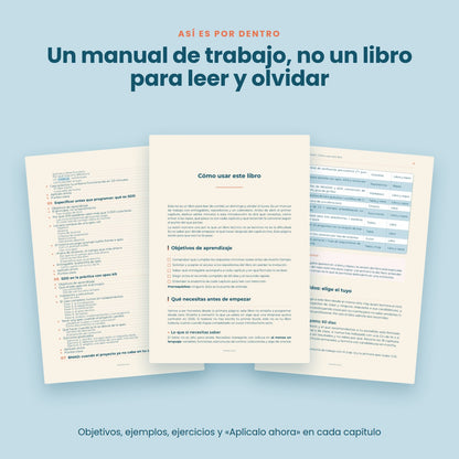 Páginas interiores del ebook El Junior Aumentado: índice, cómo usar el libro y tabla de entregables